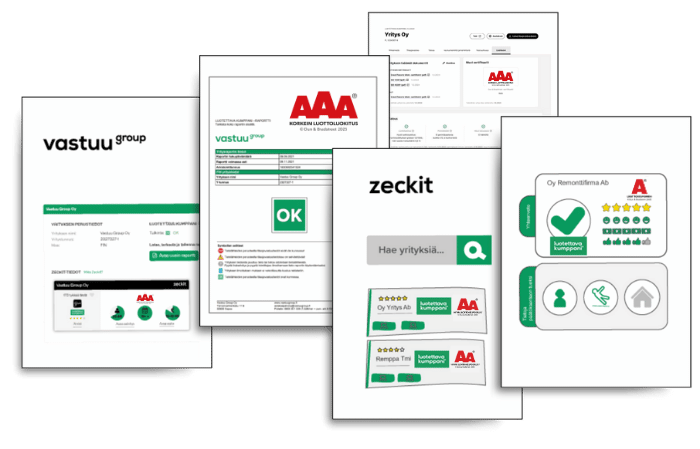 Esimerkki DnB luottoluokitukset Vastuu Groupin palveluissa